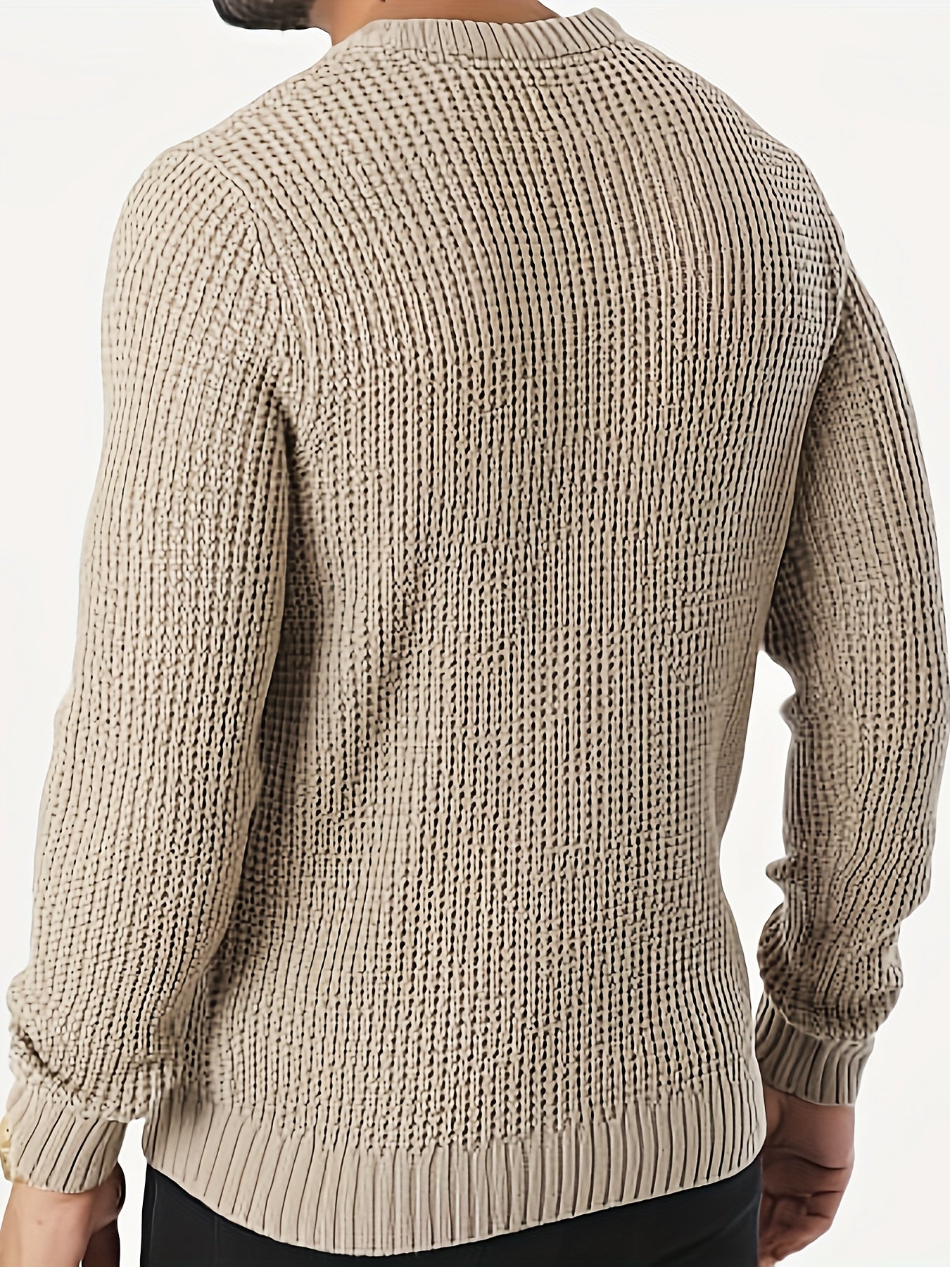 Men's Solid Knitted Pullover Sweater