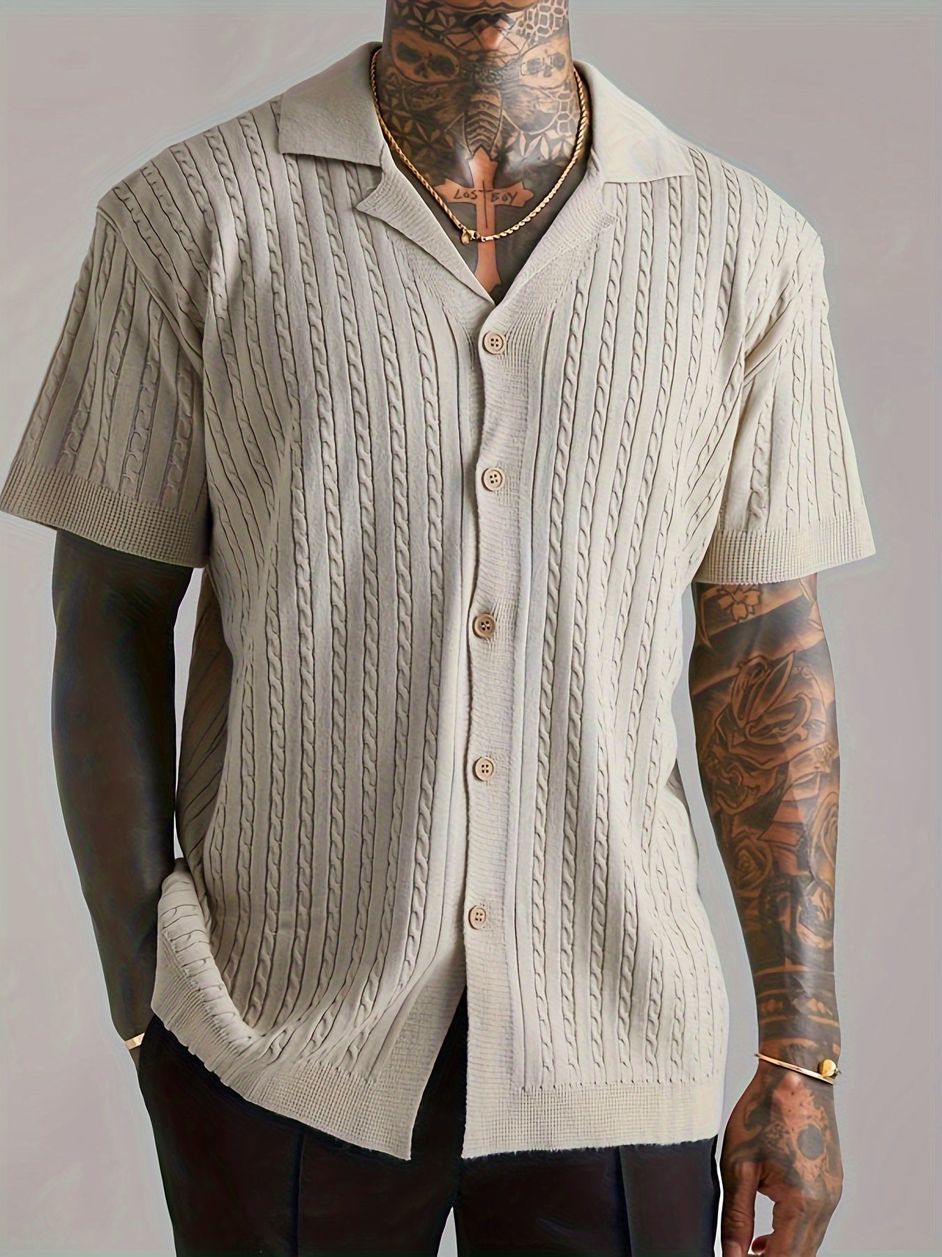 Men's Knitted Short Sleeve Shirt