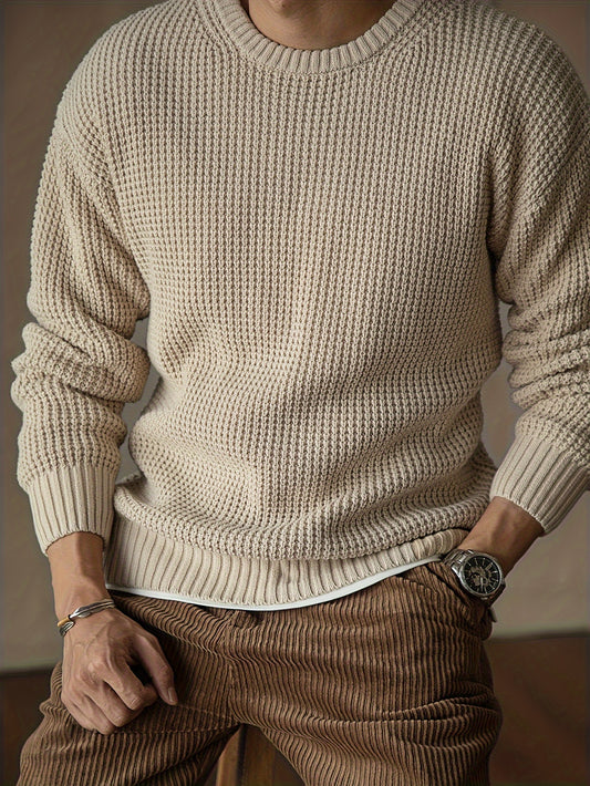 Men's Solid Knitted Pullover Sweater