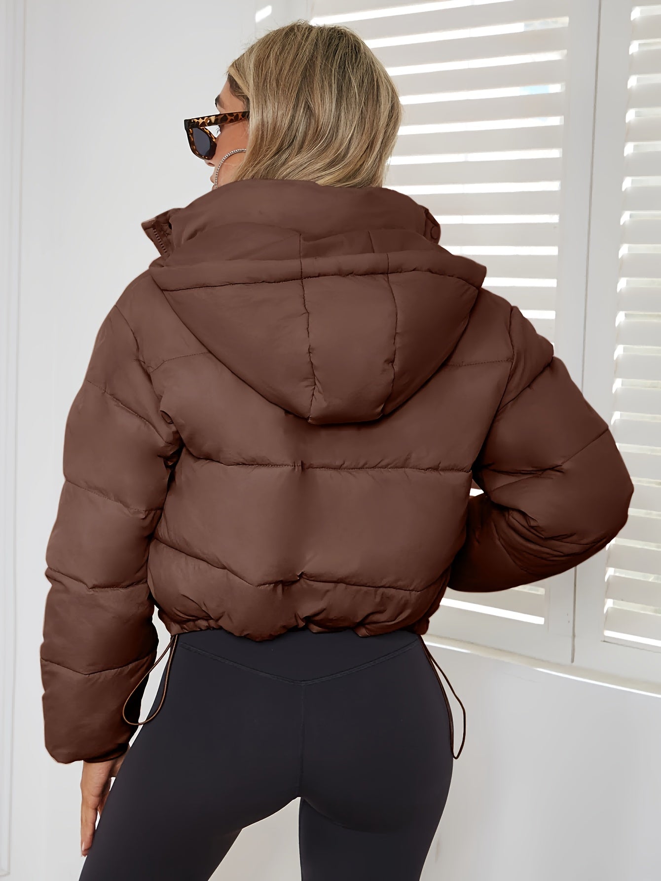 Solid Color Padded Jacket Coat