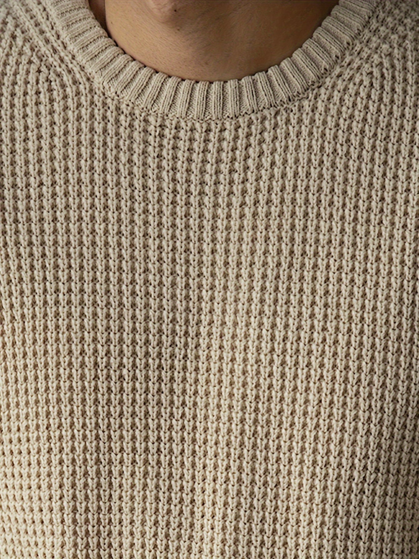 Men's Solid Knitted Pullover Sweater