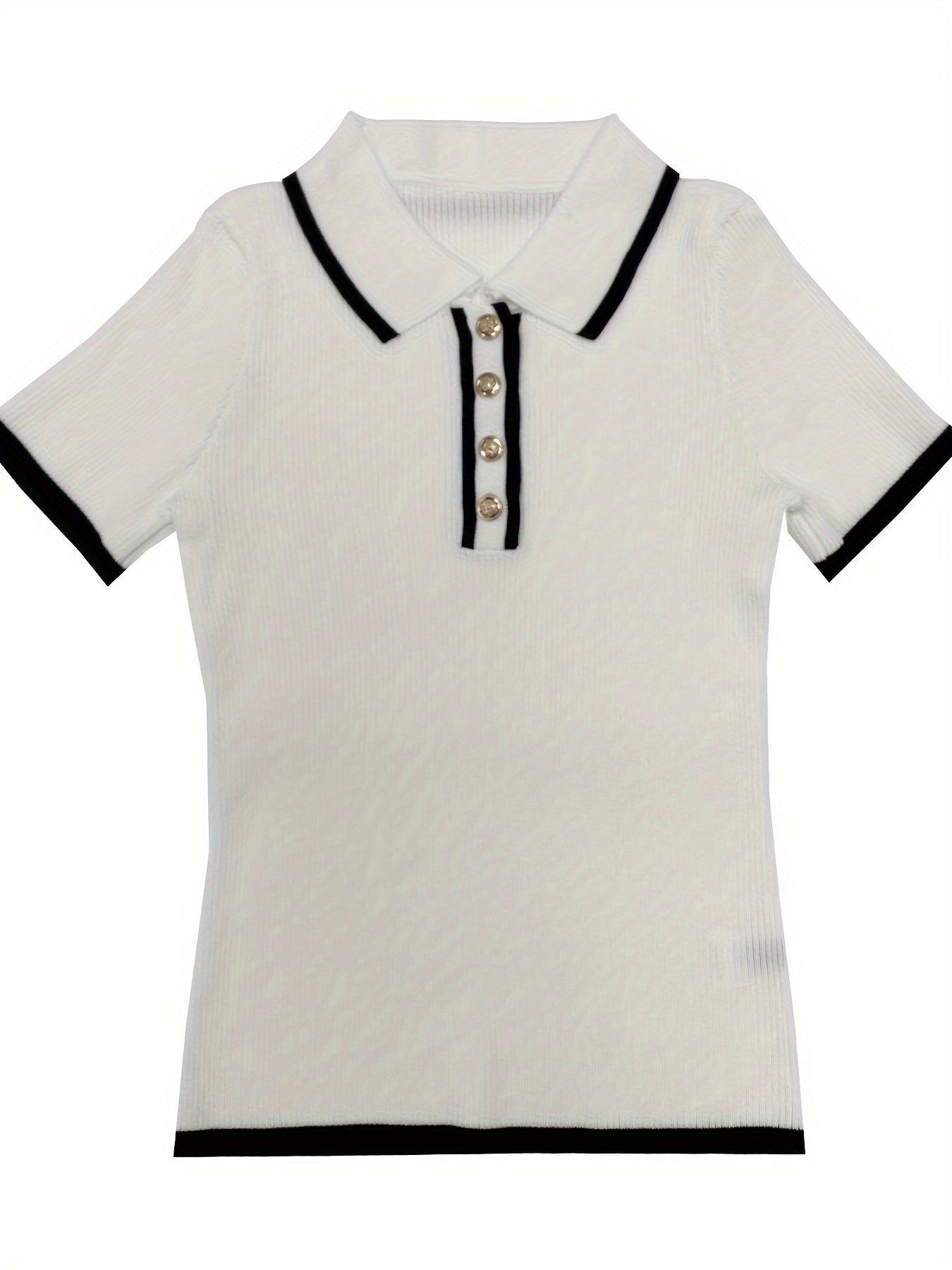 Contrast Trim Collared Slim Top